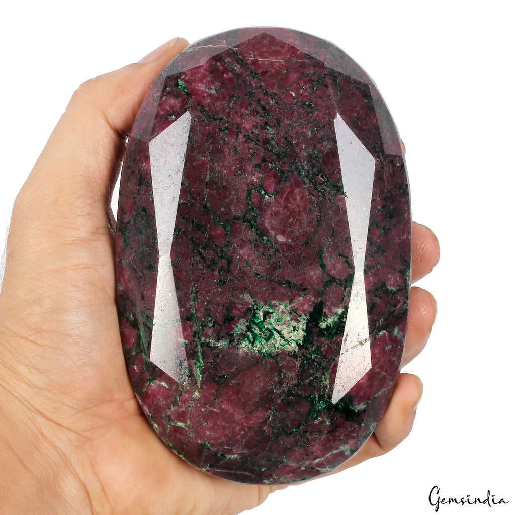 1.3 Kilo ~Rare Natural Ruby Zoisite Earth Mined Oval Cut Museum Grade Gemstone