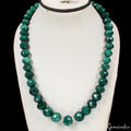 Natural Green Emerald Necklace 12-17mm Huge Faceted Round Beads Handmade Jewelry