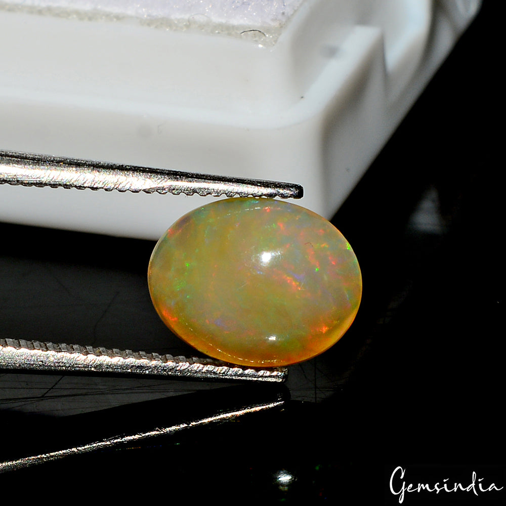 Opal Loose Gemstone, Oval Cabochon, Untreated — 10x8x3mm, 1.20 Ct, Ethiopia