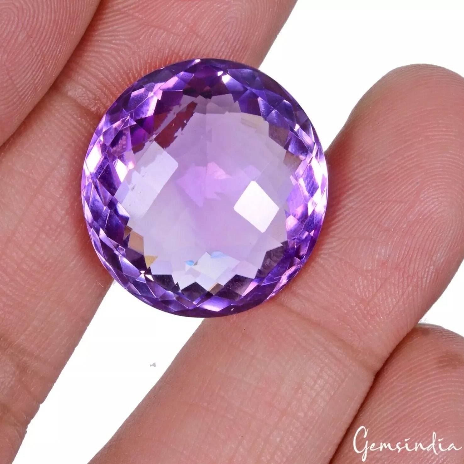 35.60 Cts Natural Untreated Purple Amethyst Oval Checker Cut Huge Gem For Ring