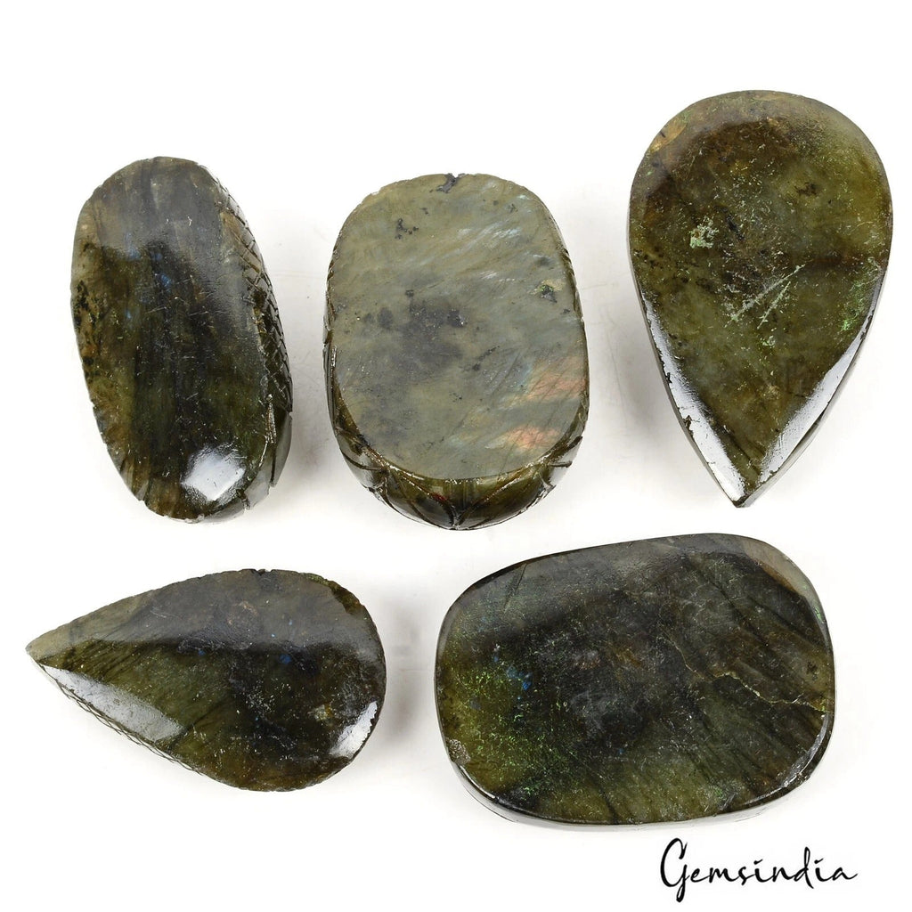 Natural Untreated Labradorite Mix Cut Carving Earth Mined Gems Lot 5 Pc/1570 Cts