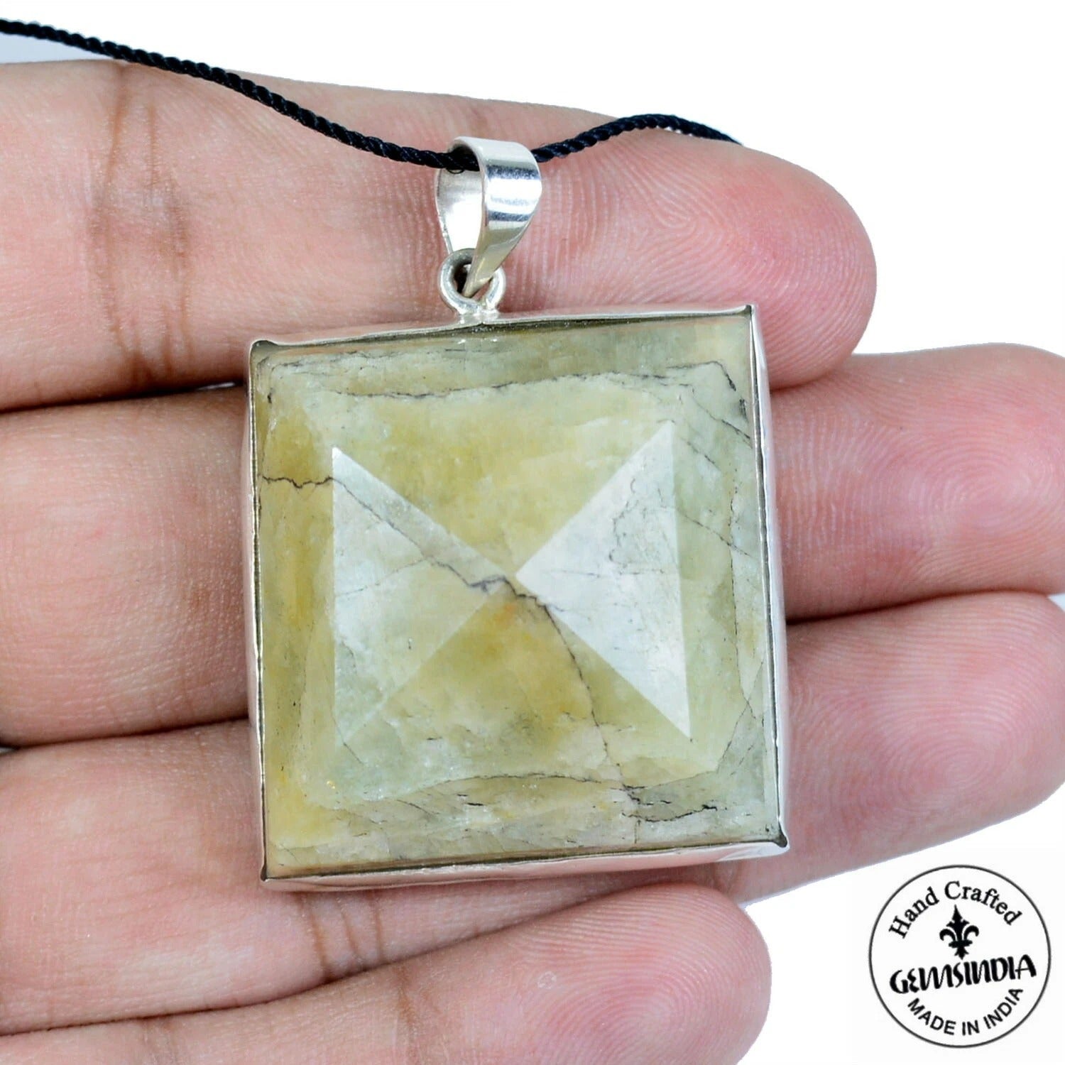 31.96 Gm Natural Untreated Beryl Aquamarine Baguette 925 Sterling Silver Pendant