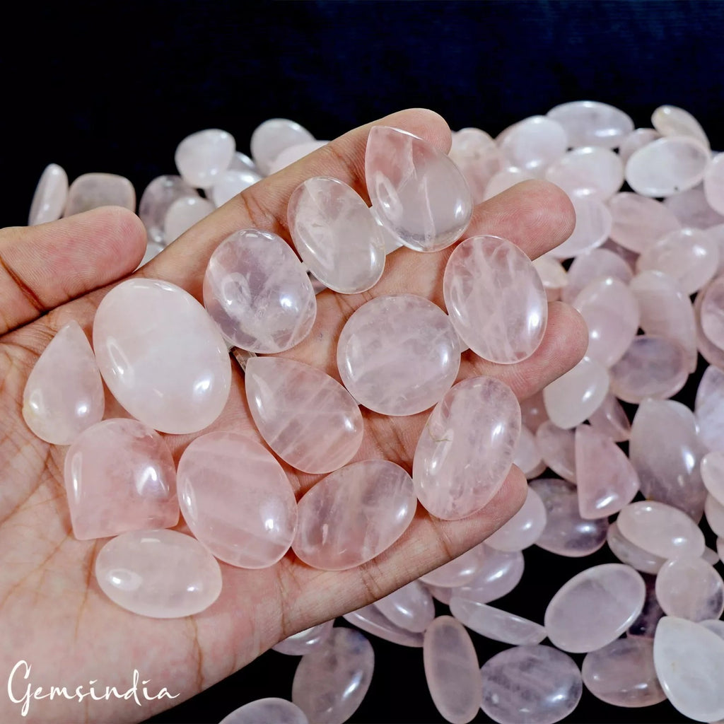 Rose Quartz Lot, Cabochon, Mix Shape Cabochon, Untreated — 180 Pieces, 16mm to 37mm, 5000 Ct (1 Kg), Madagascar