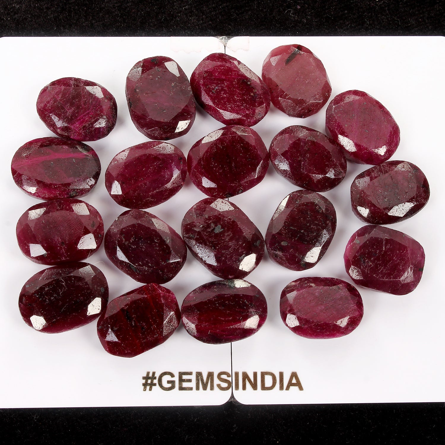 500 Cts/19 Pcs Natural Dark Red Ruby Oval Faceted Loose Gems Lot For Jewelry
