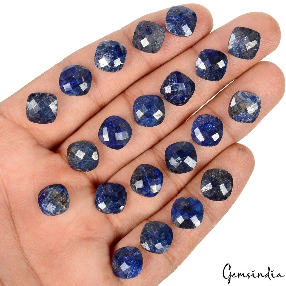 95.20 Cts/21 Pcs Natural Blue Sapphire Cushion Checker Cut Calibrated 10mm Gems
