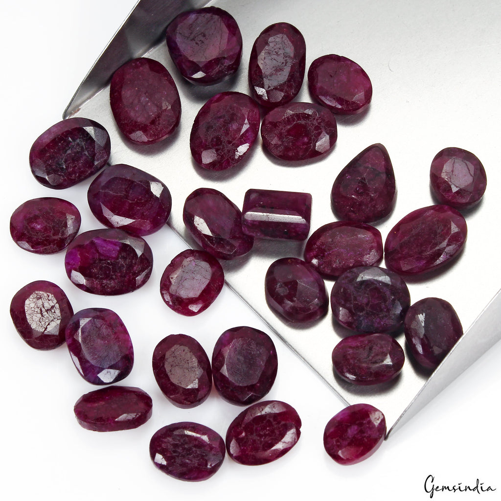 200 Ct Natural Dark Pink Beryl Mix Faceted Loose Wholesale Gemstone Lot 29 Pcs