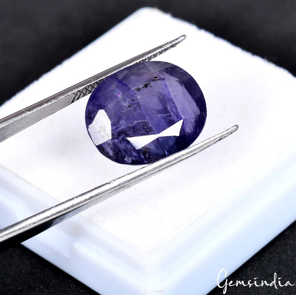Natural Untreated Blue Iolite Oval Cut Faceted Ring Size Loose Gemstone 9.90 Cts