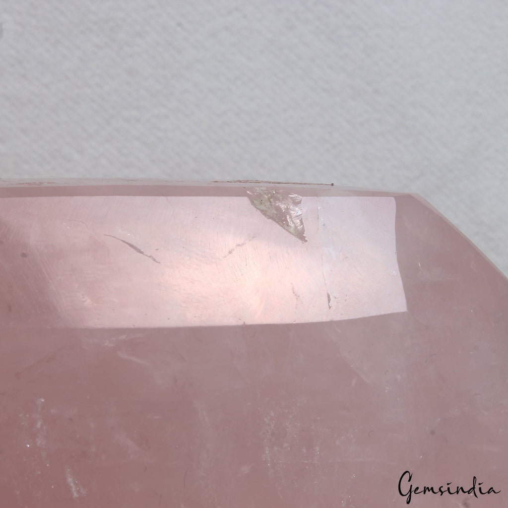 2.3 Kilo Rose Quartz Huge Octagon Cut Untreated Polished Pink Gemstone w/ Stand