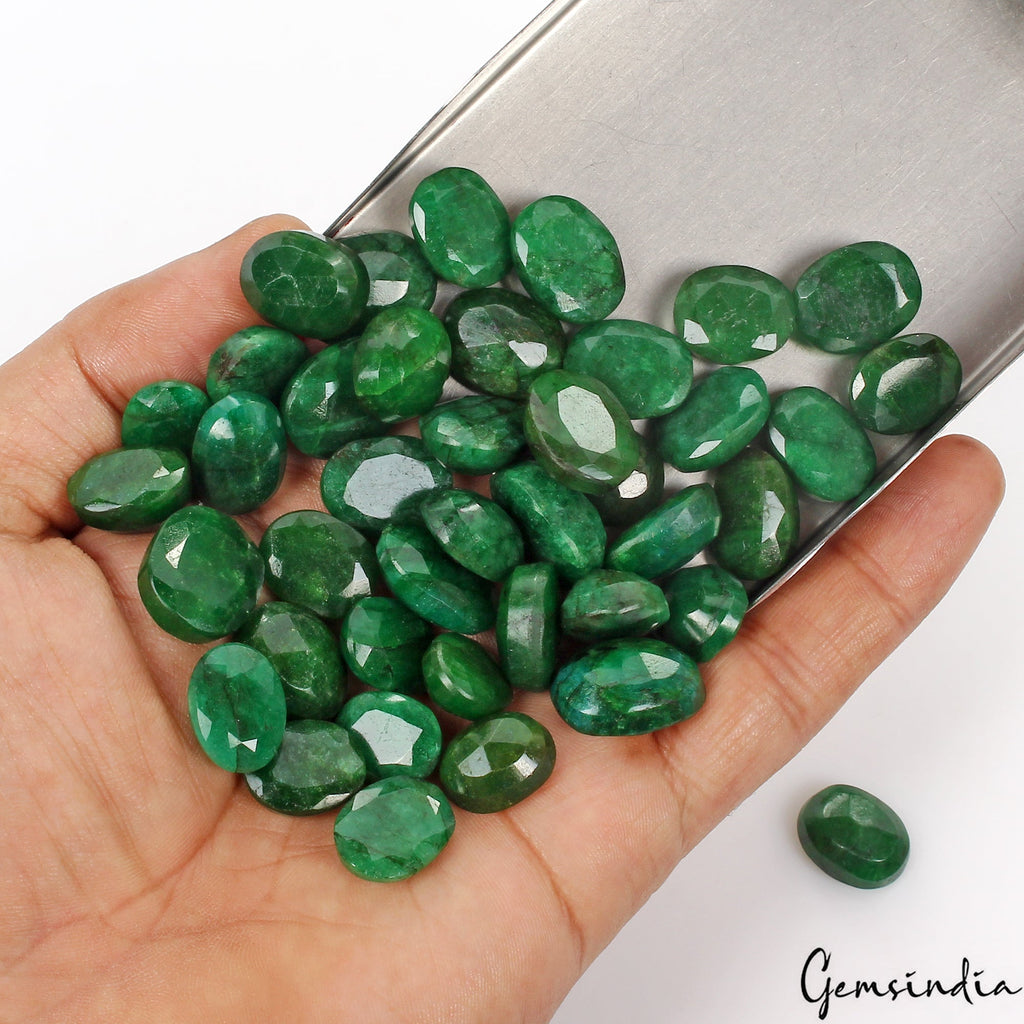 500 Ct/41 Pcs Natural Finest Green Emerald Loose Gems Wholesale Lot- Oval Shape