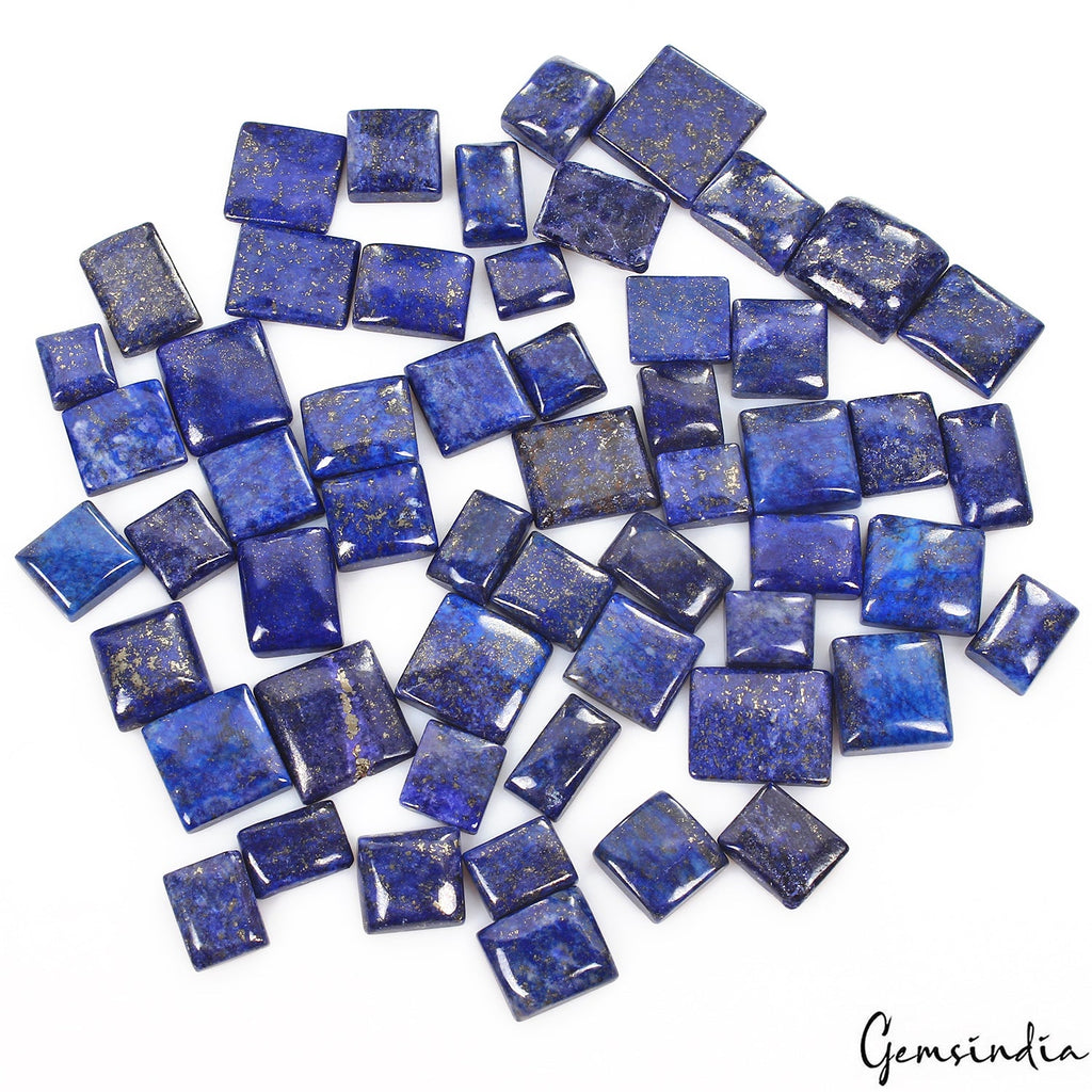 500 Ct/55Pcs Natural Blue Lapis Lazuli Gold Pyrite Baguette Cut Gems For Jewelry