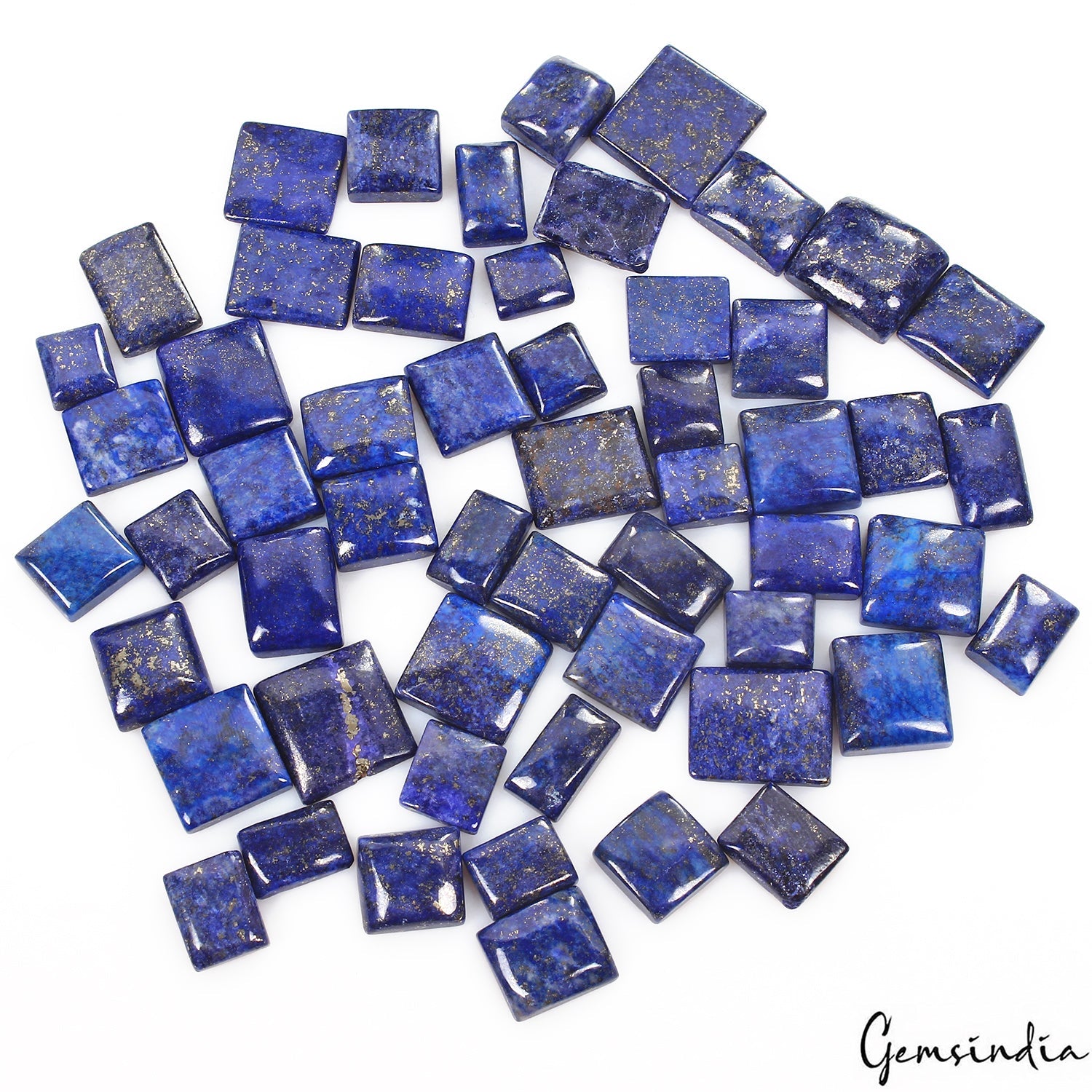 500 Ct/55Pcs Natural Blue Lapis Lazuli Gold Pyrite Baguette Cut Gems For Jewelry