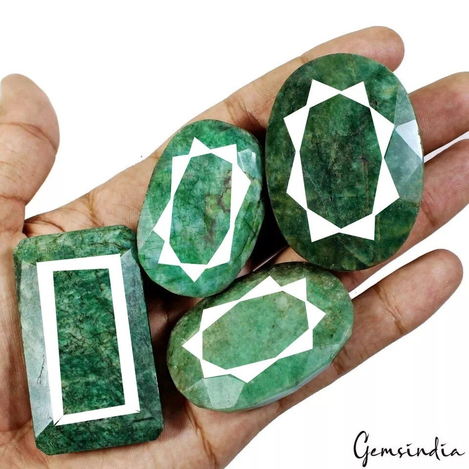 1300 Ct/4 Pcs Natural Green Brazilian Emerald Mix Cut Earth Mined Wholesale Gems