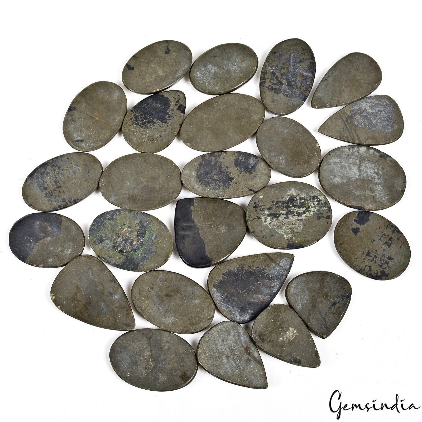 1000 Cts Apache Gold Pyrite Mix Cabochon Loose Gemstone Lot for Jewelry 25-34 MM