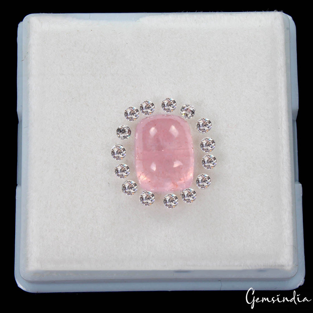 Pink Morganite & Diamond Collection: 5.10 Ct Center Stone + 15 Matching Accents