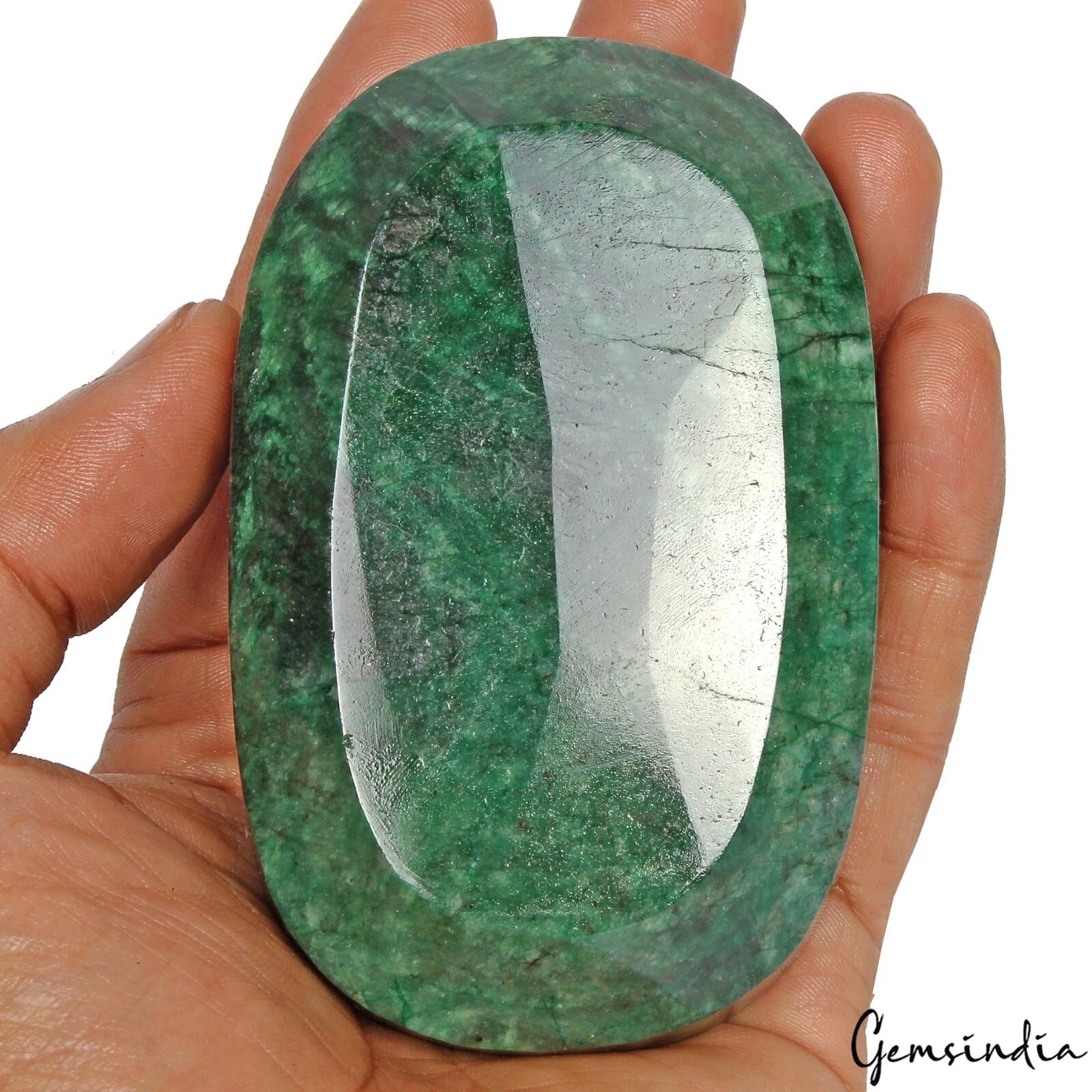 Emerald Loose Gemstone, Oval, Color Enhanced — 98 x 63 x 31mm, 1870 Ct, Brazil