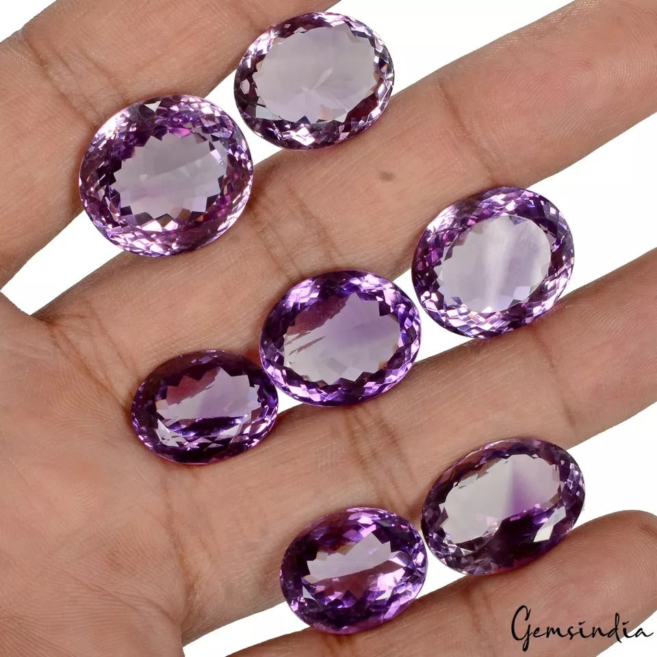 143.70 Ct/7Pcs Natural Untreated Purple Amethyst Oval Cut Loose Gems For Jewelry