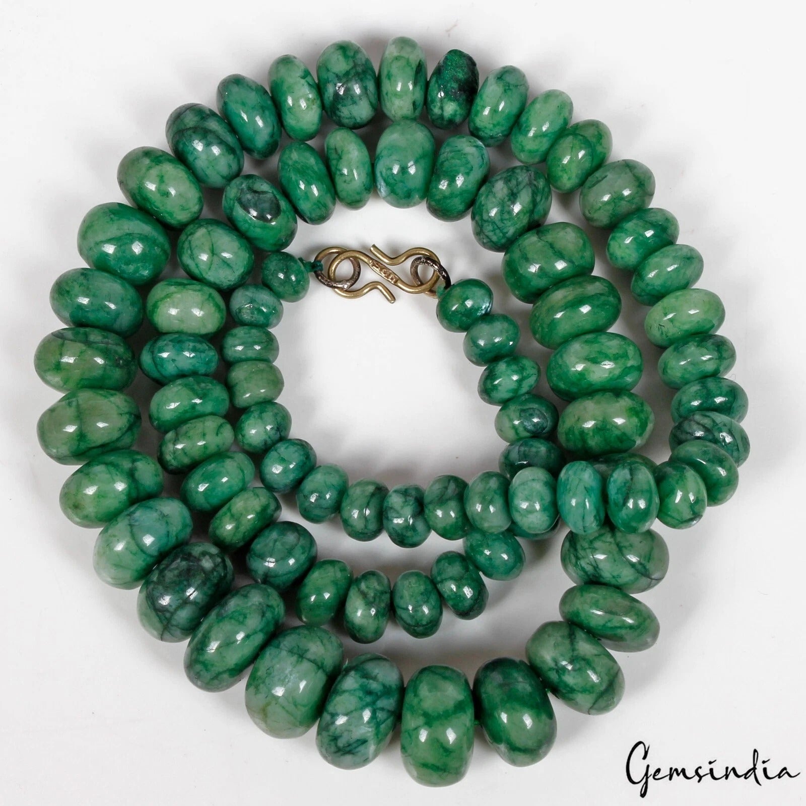420 Ct Natural Brazilian Emerald Rondelle 6-14mm Beaded Gemstone Necklace 20"