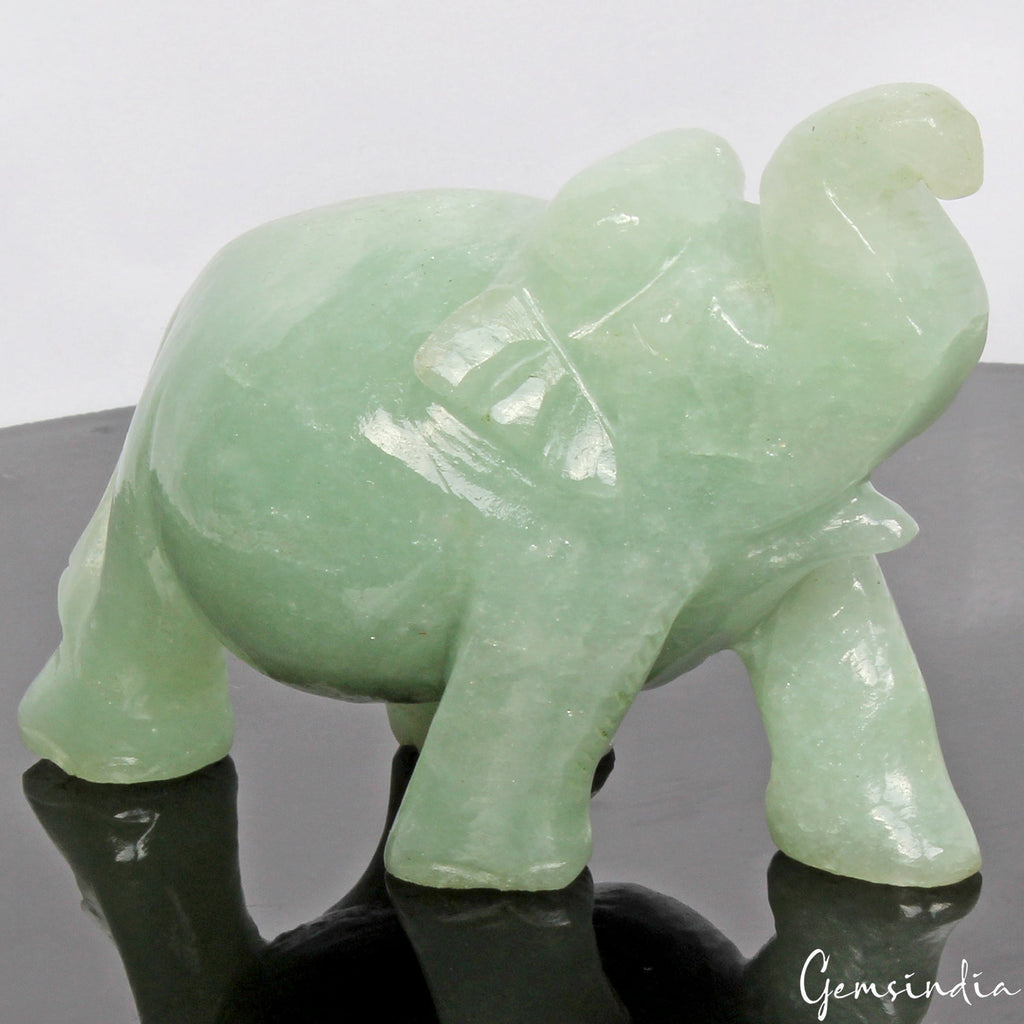 Handmade 855 Cts Natural Green Aventurine Elephant Sculpture Home Decor /Statue
