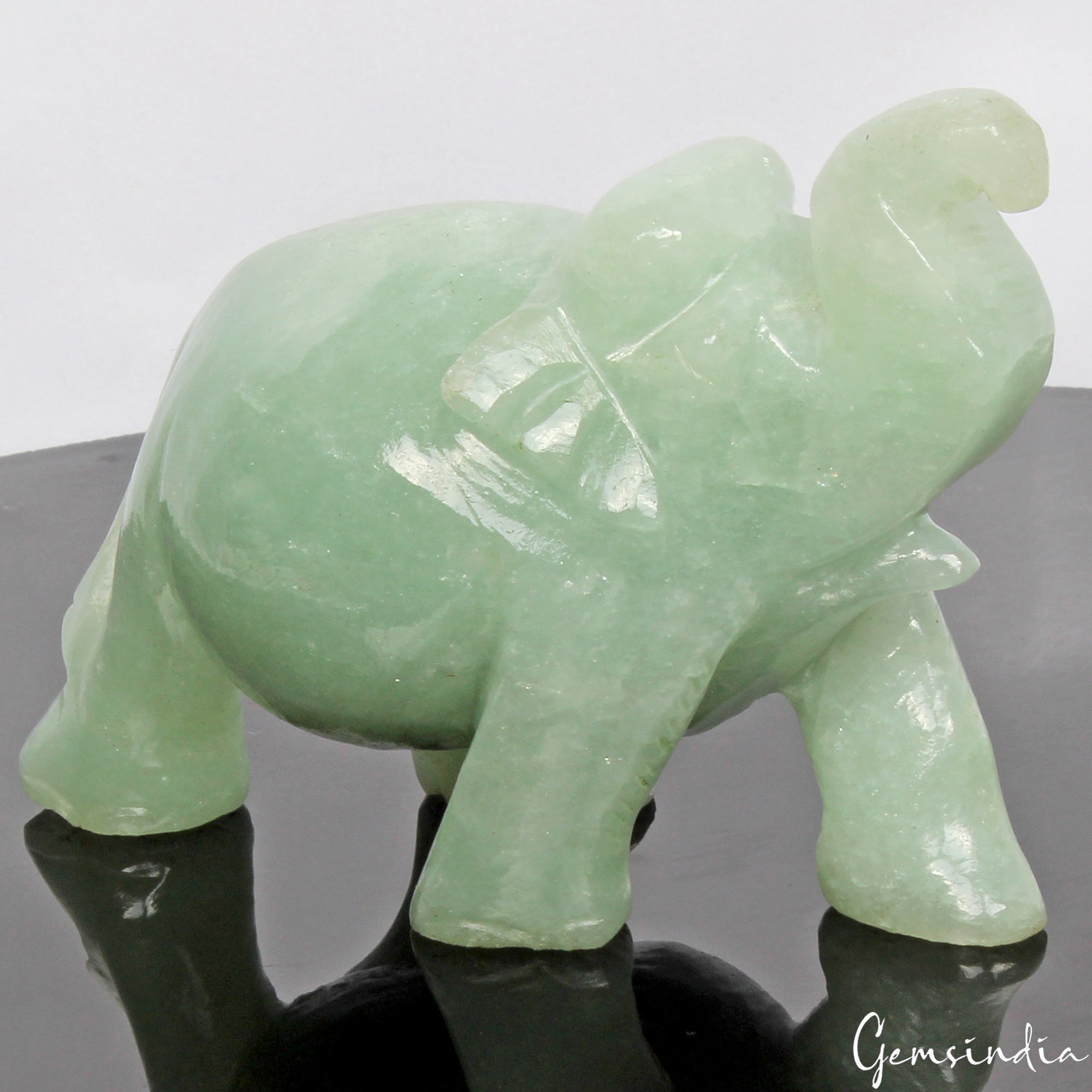Handmade 855 Cts Natural Green Aventurine Elephant Sculpture Home Decor /Statue