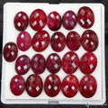 Certified 21 Pcs Natural Rich Red Ruby Oval Checker Cut 18-20mm Loose Gemstones