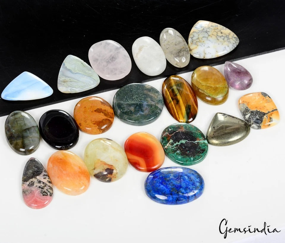 Labradorite Lot, Cabochon, Untreated, Multi Color — 21 Pieces, 28mm to 44mm, 1200 Ct