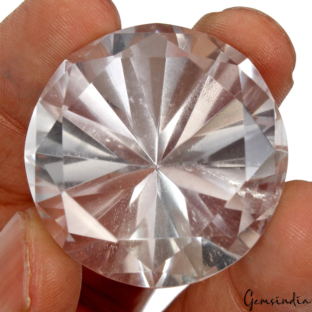 156.50 Cts 100%Natural HUGE White Quartz Brazil Round 35mm. Full Fire & CLEAN!