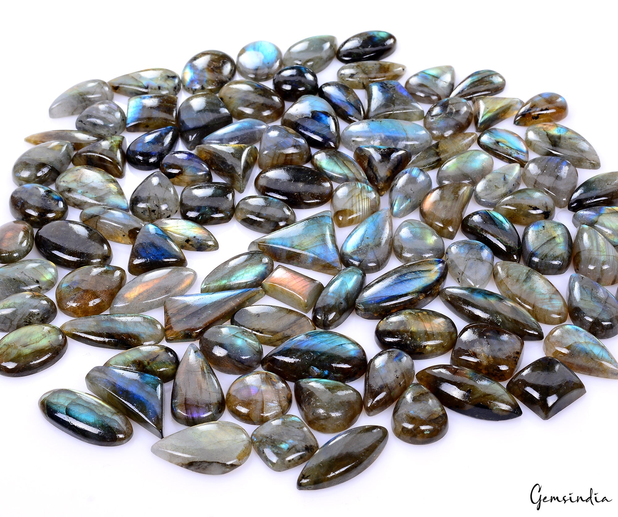1500Ct Natural Multi Labradorite Mix Shape Cabochon Loose Gemstone Wholesale Lot