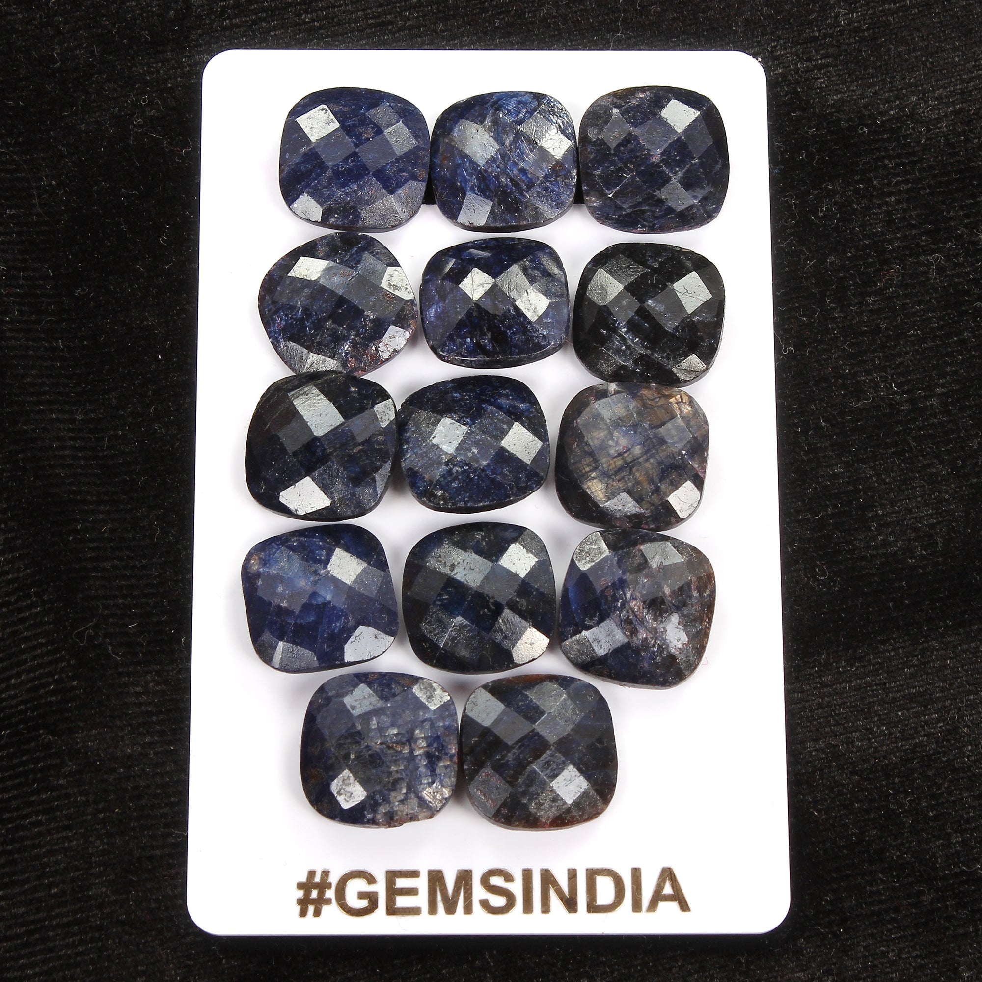 14 Pcs Natural Blue Sapphire Cushion Checker Cut Loose Calibrated 14mm Gemstones