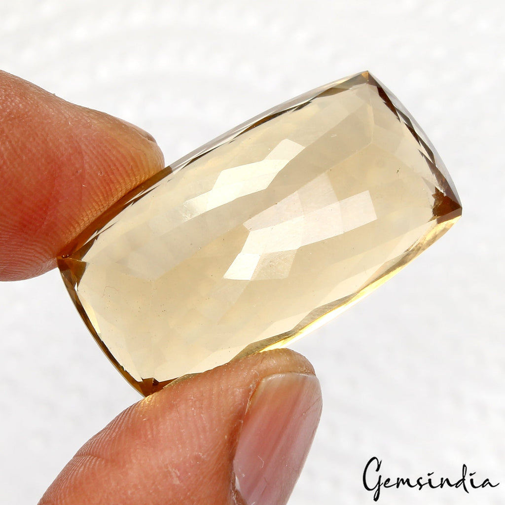 VVS 40.50 Ct Natural Citrine Golden Yellow Cushion Cut Loose Gemstone, Brazil