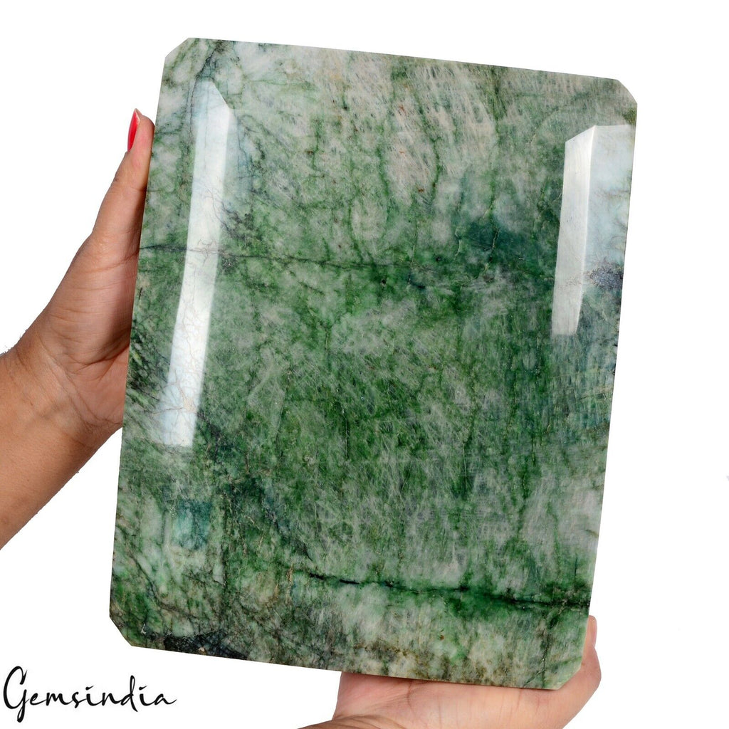Emerald Loose Gemstone, Color Enhanced, Green — 10.25X8X2 Inches, 33050 Ct (6.6 Kg), Brazil