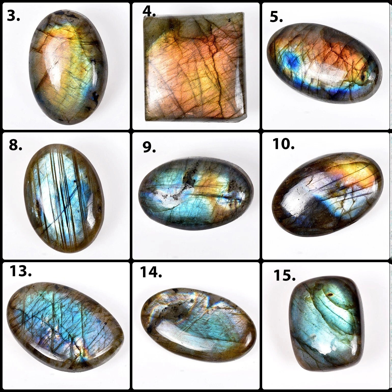 Labradorite Lot, Cabochon, Untreated — 20 Pieces, 21mm to 44mm, 770 Ct