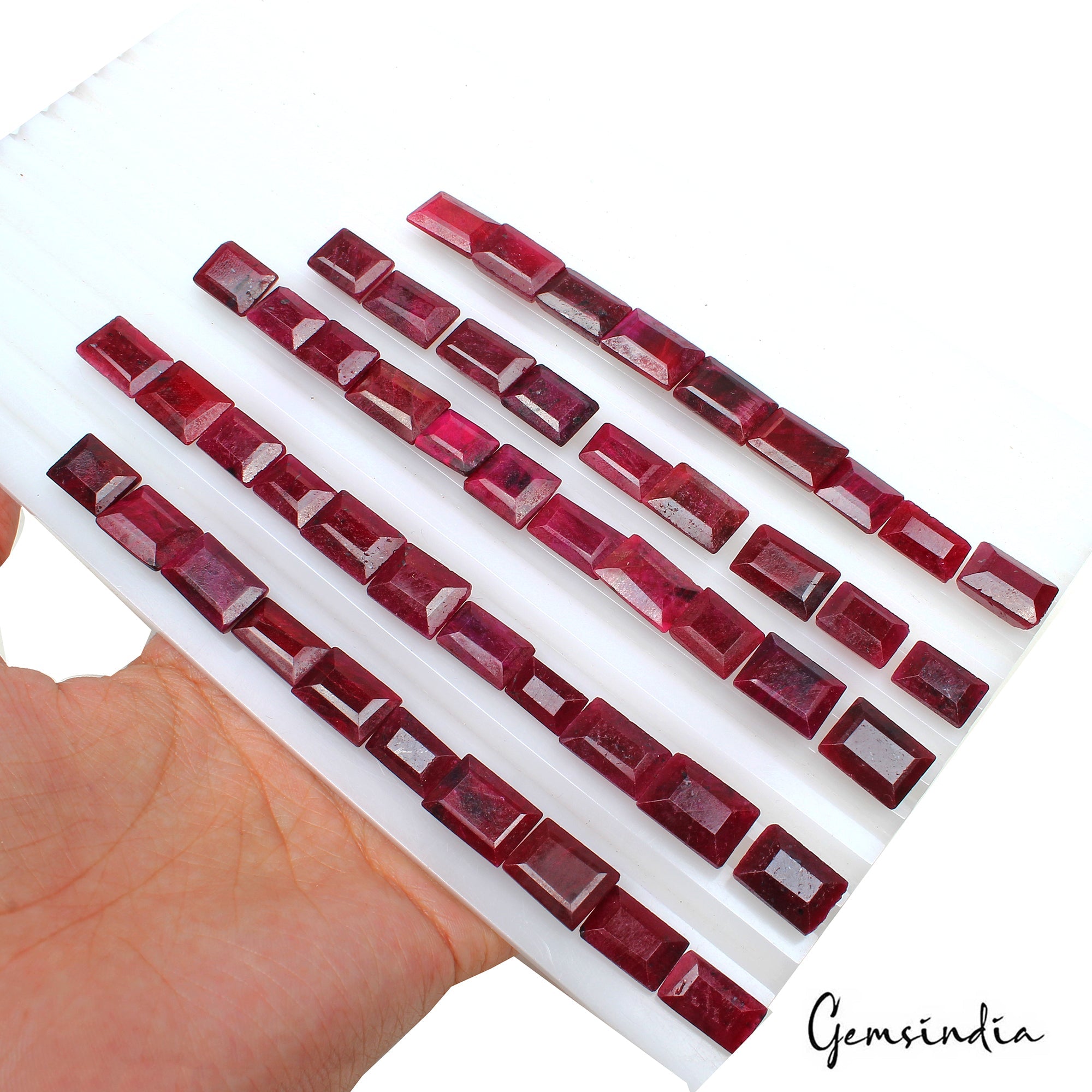 500 Ct Natural Red Ruby Rectangular Faceted Cut Gems Loose Wholesale Lot 50 Pcs