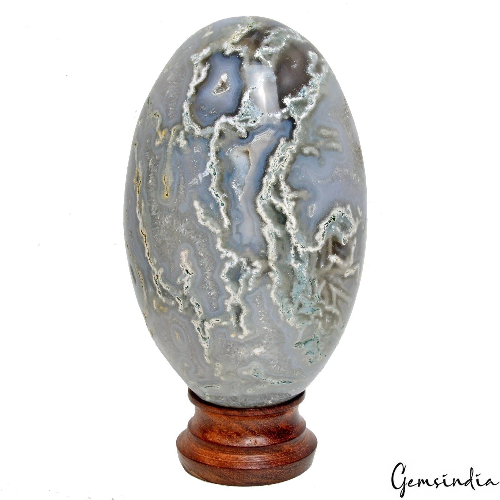 Moss Agate Sphere, Untreated — 5.25 x 3.25 Inch, 1.140 Kg (5700 Ct), Madagascar