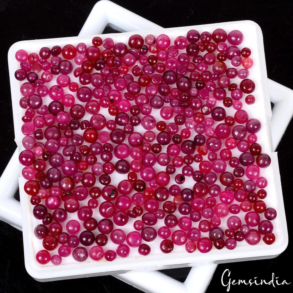 Natural Ruby Round Cab Rich Red Loose Gemstones Wholesale Lot 400 Pcs 2-3.5mm
