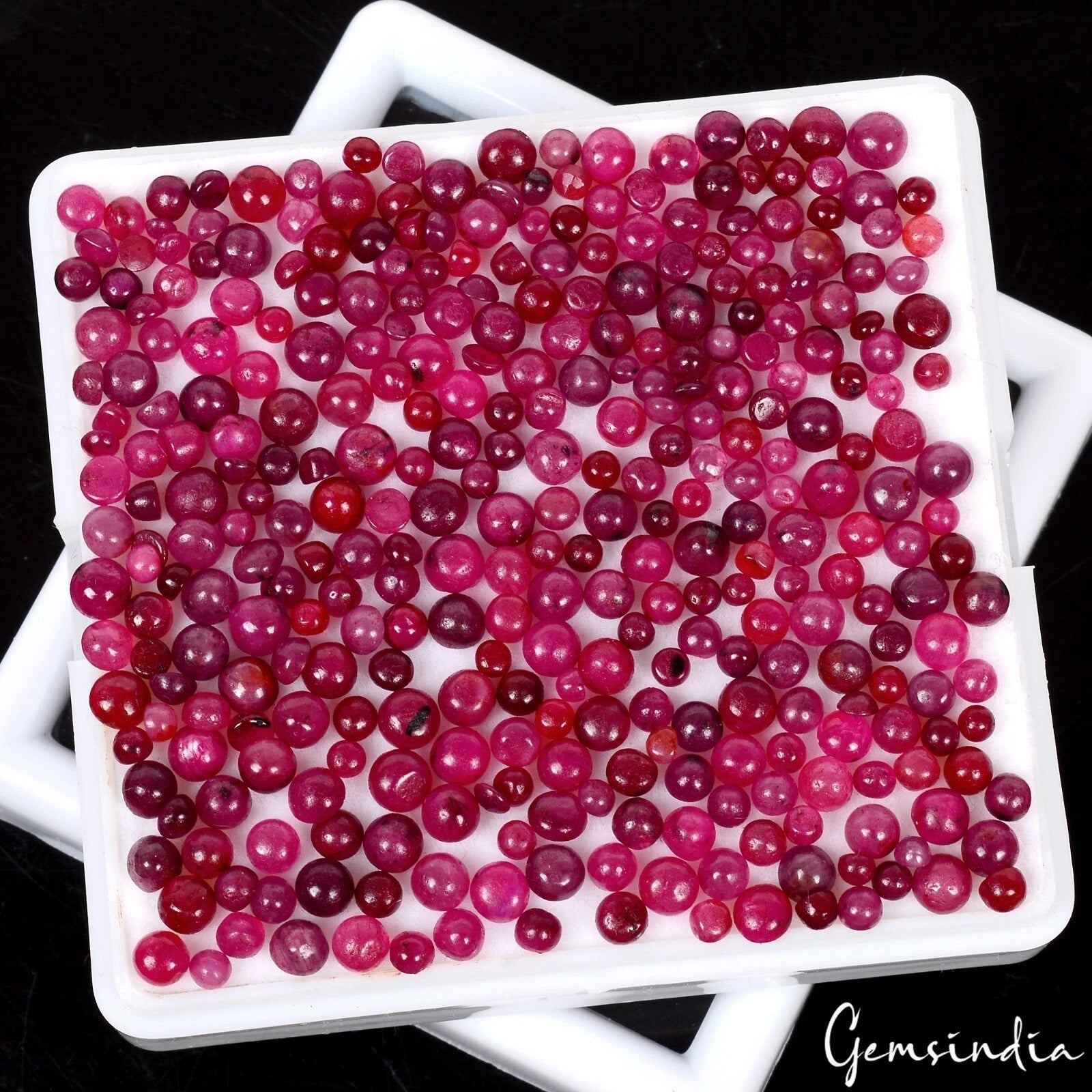 Natural Ruby Round Cab Rich Red Loose Gemstones Wholesale Lot 400 Pcs 2-3.5mm