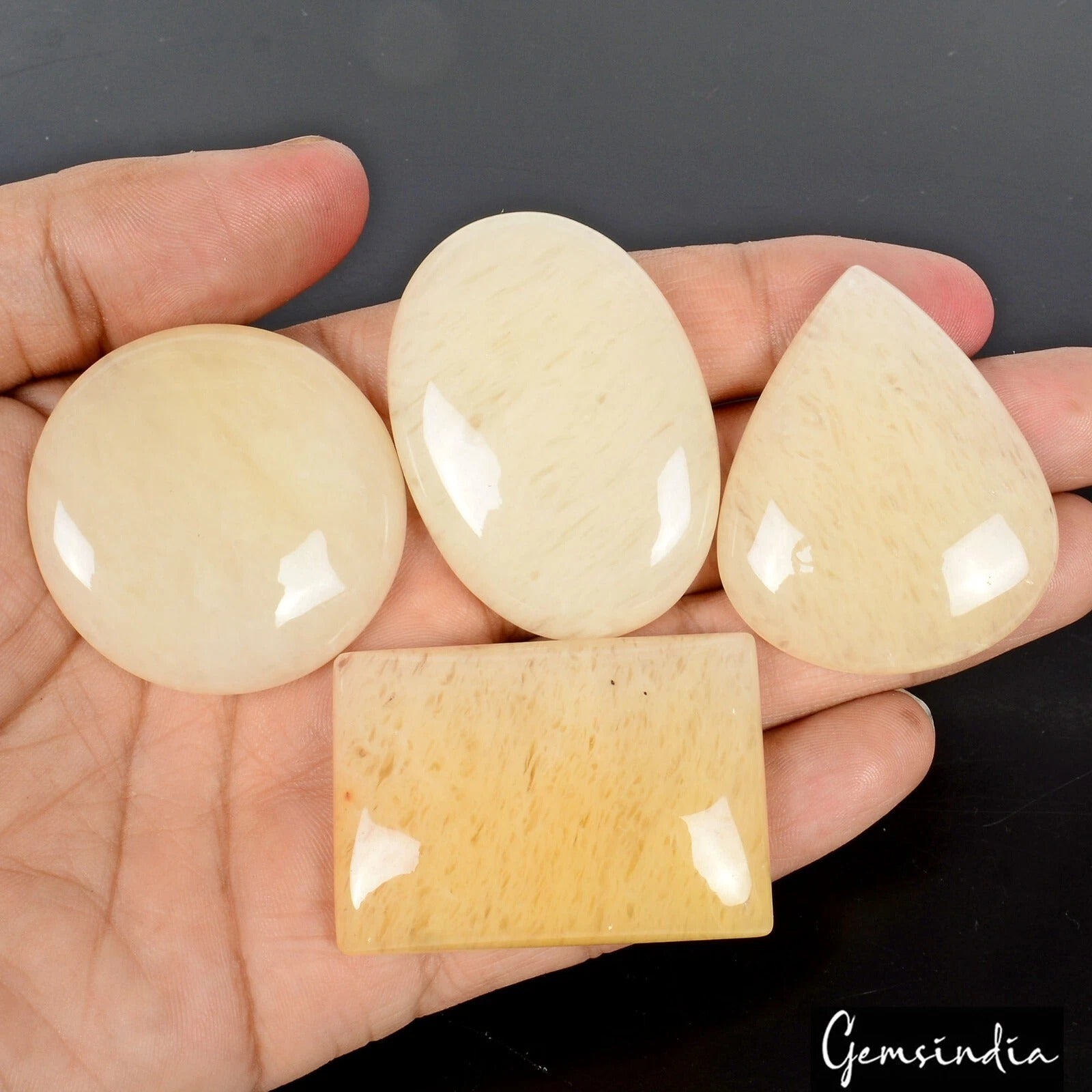 420 Cts/4 Pcs Natural Untreated Yellow Quartz Mix Cab Loose Gems Lot For Jewelry