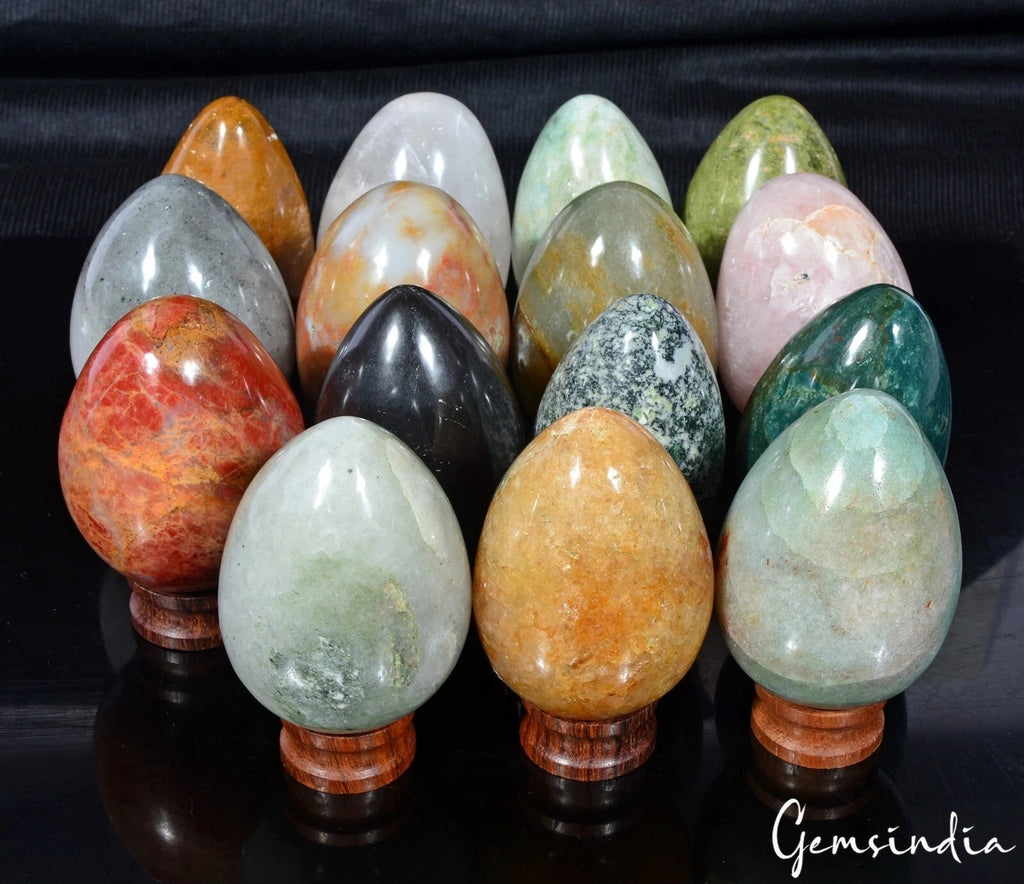 2.7 Kg Natural Untreated Multi Gemstone Egg Healing Crystal Mineral Gems Lot 15P