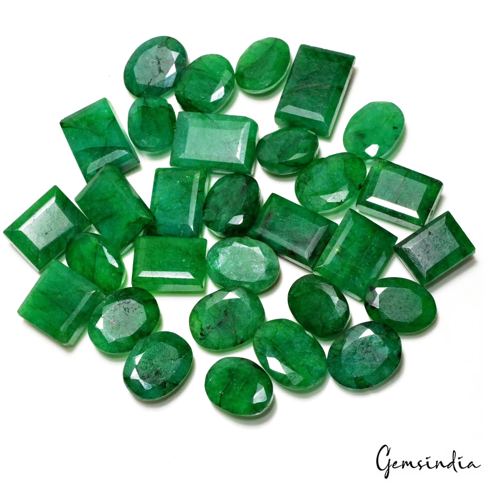 Emerald Lot, Loose Gemstone, Color Enhanced, Green — 30 Pieces, 15mm to 22mm, 500 Ct, Brazil