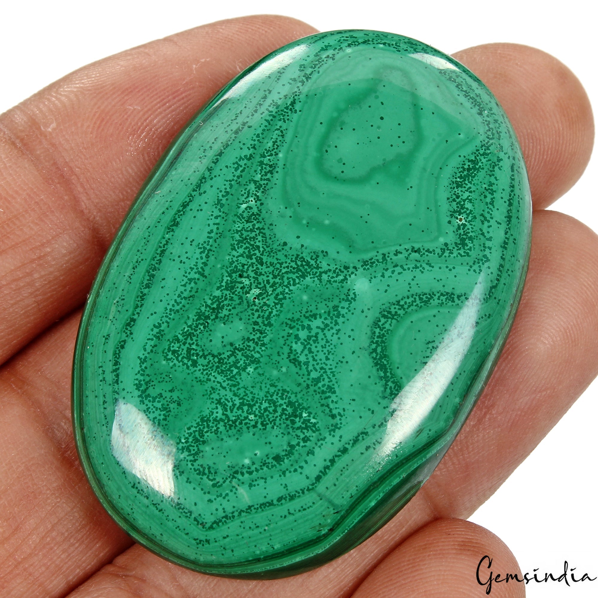137 Ct Natural Untreated Green Malachite Oval Loose Artistic Bee Gem For Pendant