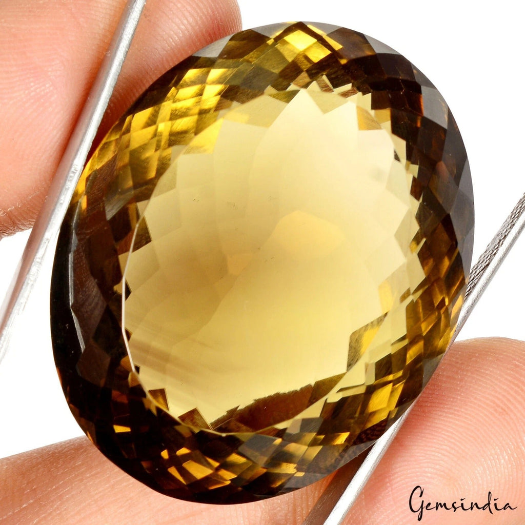 Certified 193.50 Cts Natural Brazilian Honey Citrine Quartz Oval Rare Huge Gem