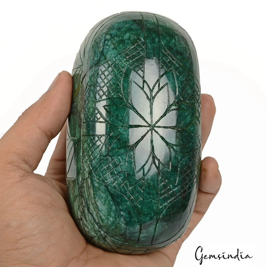 3760 Ct Natural Green Brazilian Emerald Oval Hand Carved Museum Size Gemstone
