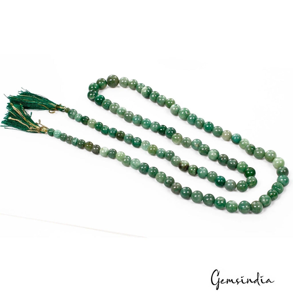 350 Cts/95 Pcs Natural Brazilian Green Emerald Round Cab Drilled Bead Strand 28"
