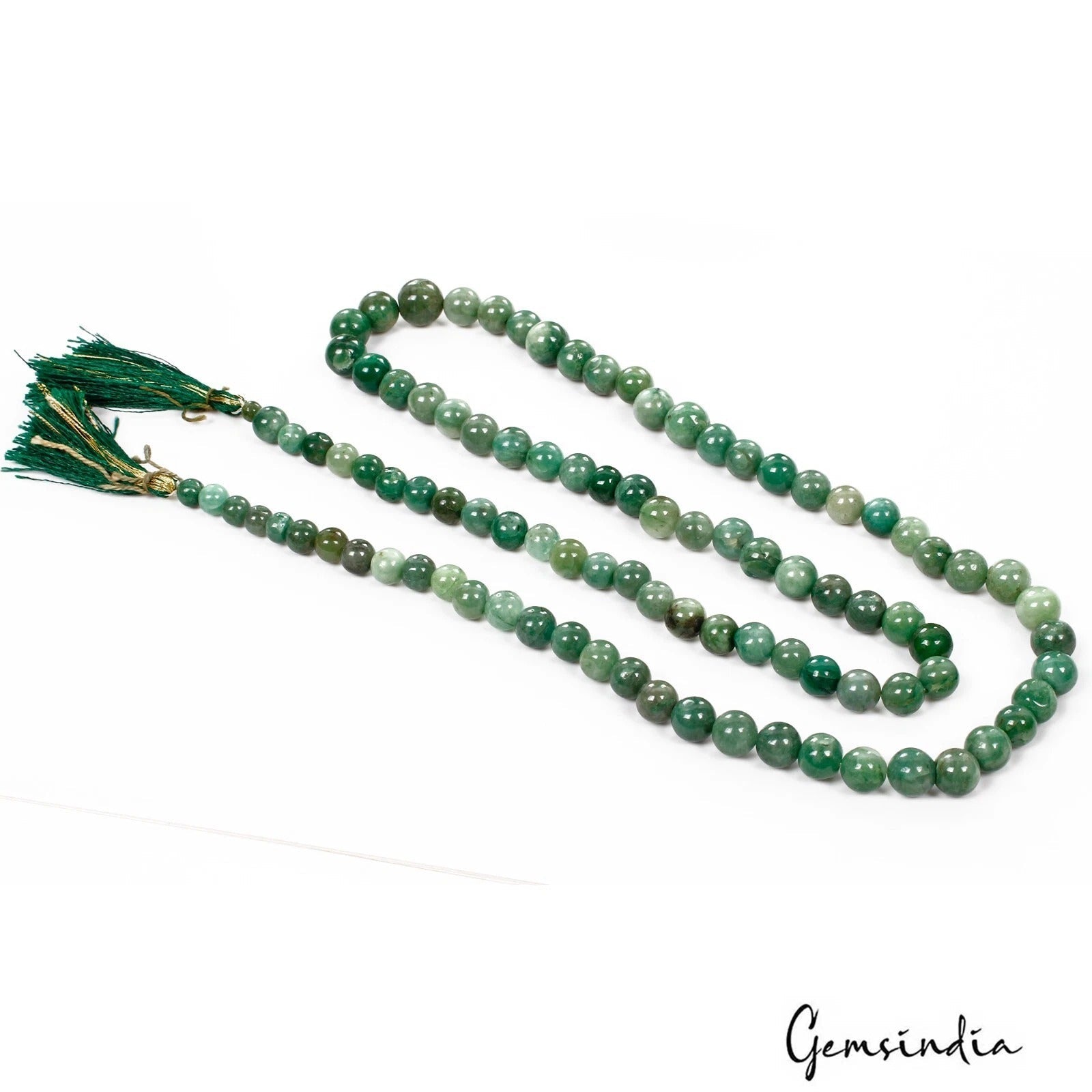 350 Cts/95 Pcs Natural Brazilian Green Emerald Round Cab Drilled Bead Strand 28"