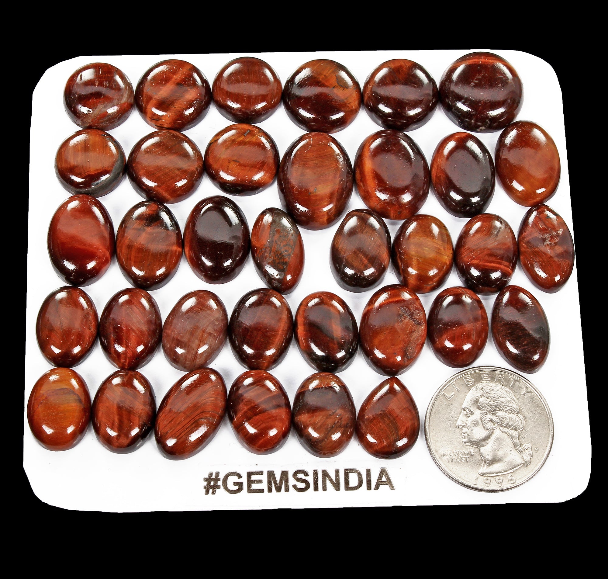 350 Cts/35 Pcs Natural Untreated Red Tiger Eye Oval Cab 14-20mm Loose Gemstones