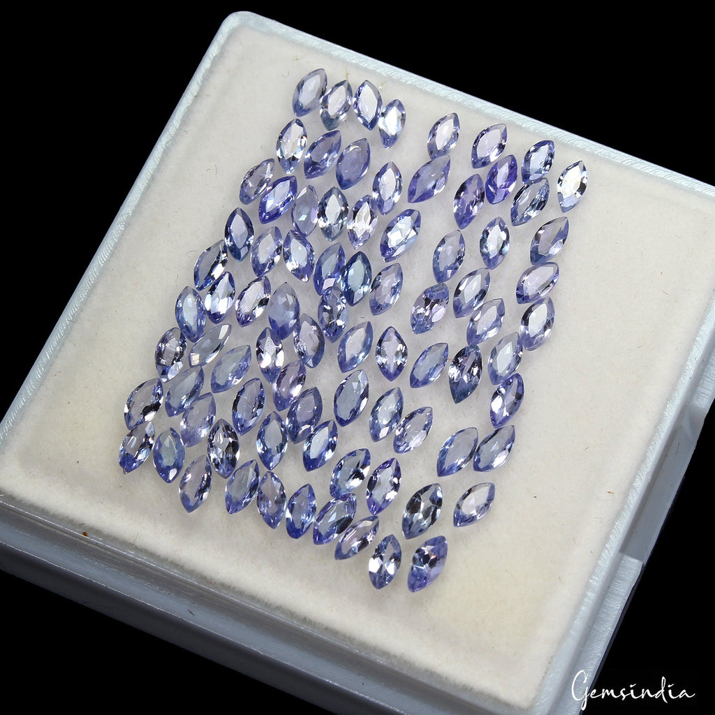 6.30 Ct Natural Violet Blue Tanzanite Marquise Cut Faceted Loose Gems Lot 80 Pcs