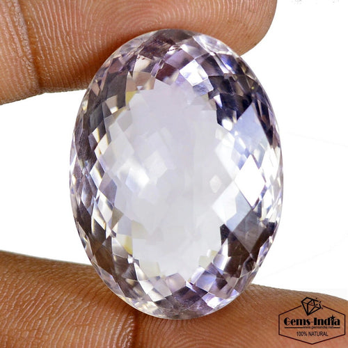 Amethyst Loose Gemstone, Oval Checker Cut, Untreated — 30x22x16 mm, 67.70 Ct
