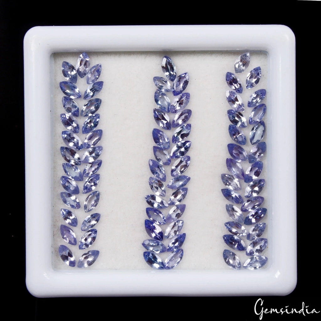 Certified 5.90 Cts/75 Pcs Natural Blue Tanzanite Marquise Calibrated 4x2mm Gems