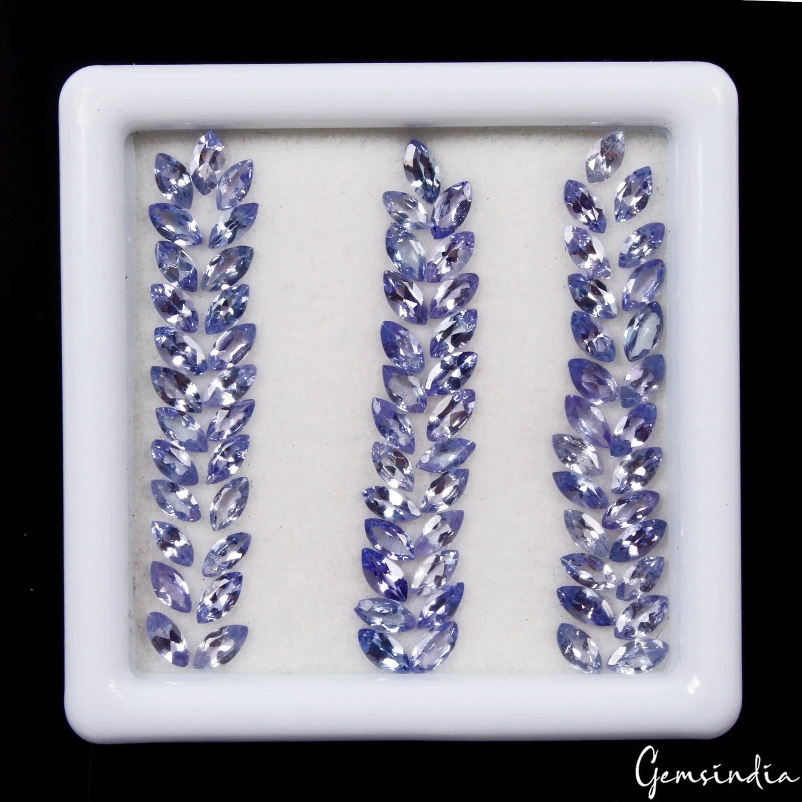 Certified 5.90 Cts/75 Pcs Natural Blue Tanzanite Marquise Calibrated 4x2mm Gems