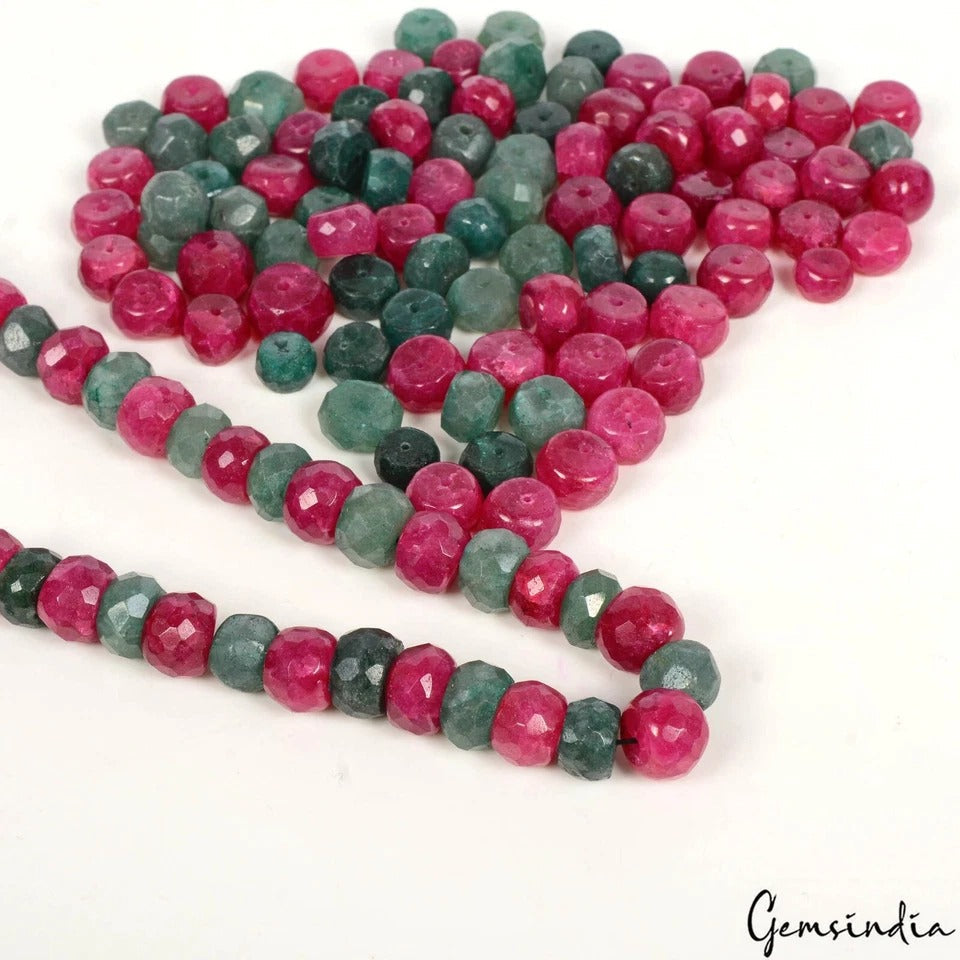 460 Ct/141 Pcs Natural Red Green Quartz Round Cut 6mm-9mm Drill Bead For Jewelry