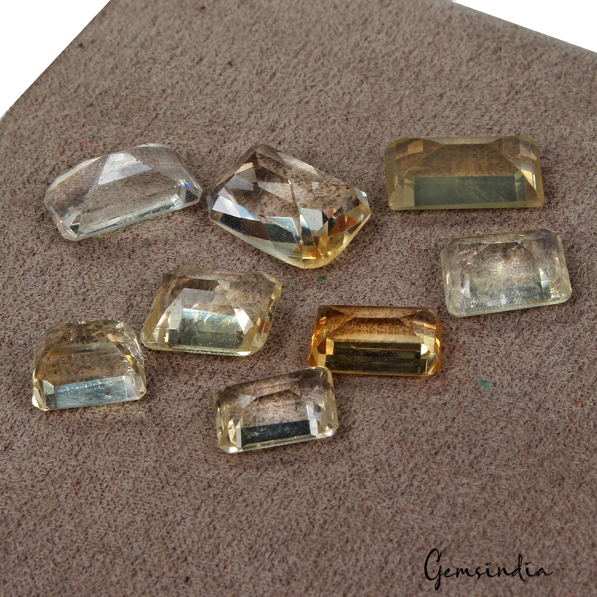 35.10 Ct/8 Pcs Natural Untreated Brazilian Yellow Citrine Octagon Cut Loose Gems